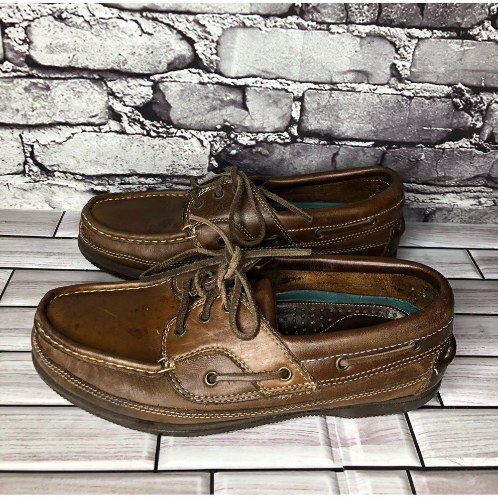 New Terrain Goodyear Brown Genuine Leather Boat Lace Casual Shoes Men Sz 8.5D US - Picture 12 of 15